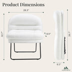 Saucer Chair, Small Foldable Floor Chair, PU Leather | Folding Adjustable Backrest, Bedroom, Living Room, Dorm, Small Spaces Apartment, Adults, White