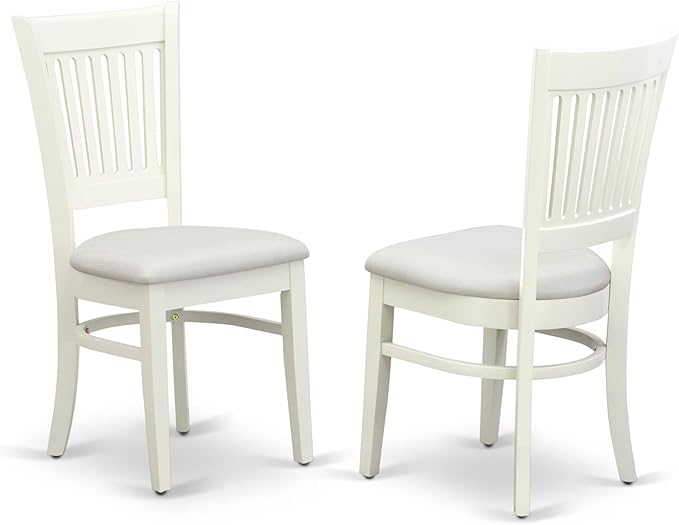 East West Furniture BOVA3-LWH-C 3 Piece Dining Room Furniture Set Contains a Round Dining Table and 2 Linen Fabric Upholstered Chairs, 42x42 Inch, Linen White