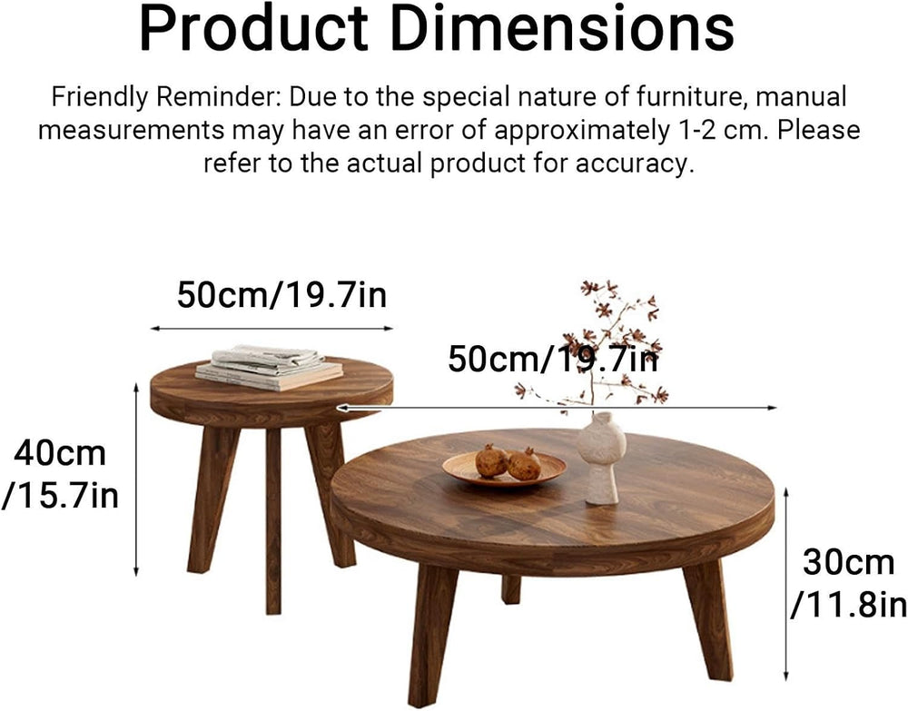 Round Modern Nesting Coffee Table Set Living Room Solid Wood Center Table | M...