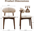 Farmhouse Dining Chairs Set of 6, Mid Century Modern Wooden Dining Room Chairs, Farmhouse Fabric Upholstered Kitchen Dinner Chairs for Living Room Restaurant Cafe, Walnut/Light Camel