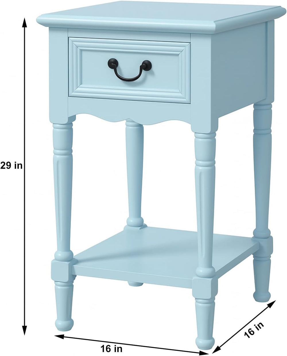Urban Designs Wooden Accent Table/Nightstand with Drawer and Bottom Shelf – 2...