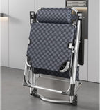 Folding Sun Lounger Adjustable Reclining Lounge Chair Gravity with Pillow and Massage Armrests(A+Cushion a)
