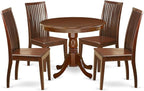 East West Furniture ANIP5-MAH-W 5 Piece Kitchen Table & Chairs Set Includes a Round Dining Room Table with Pedestal and 4 Dining Room Chairs, 36x36 Inch, Mahogany