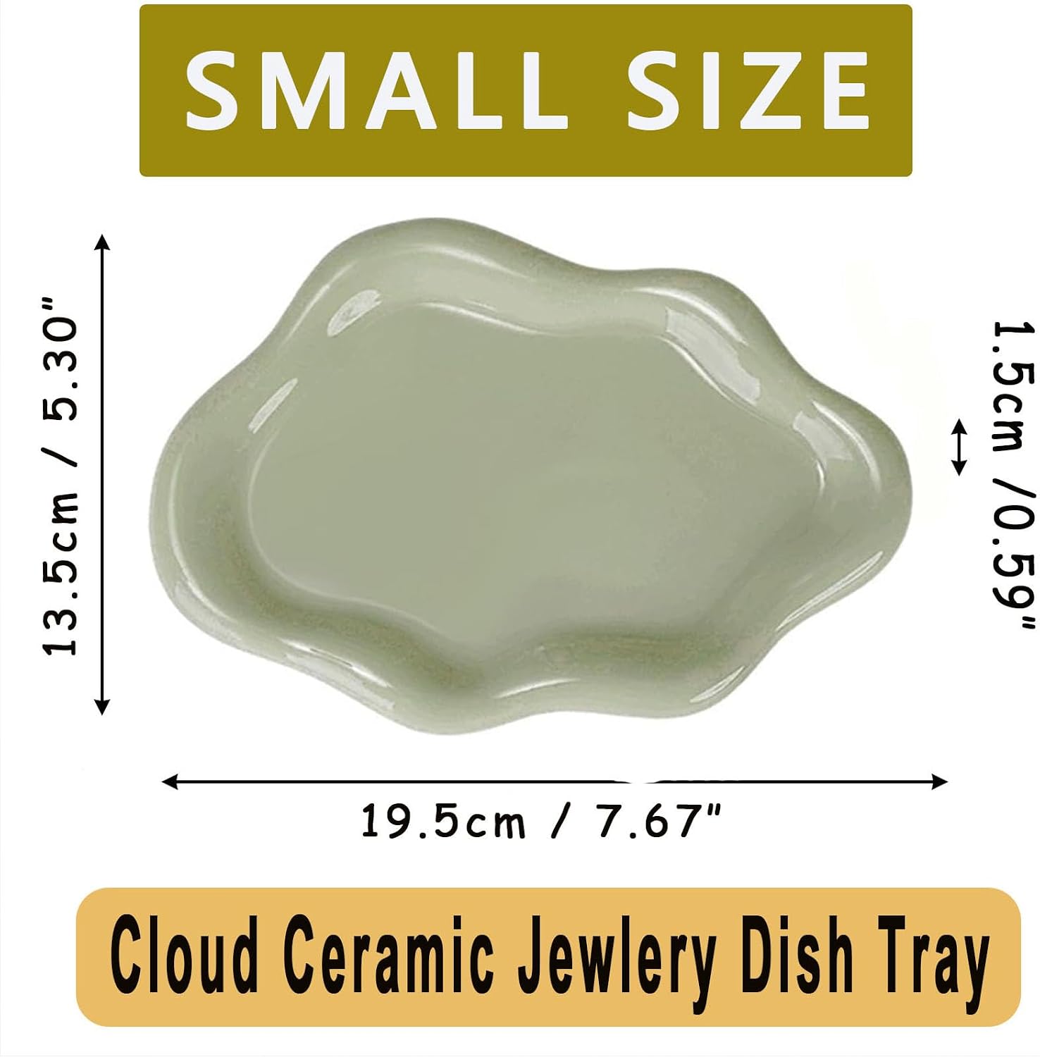 Small Trinket Dish Jewelry Tray for Women, Cute Ceramic Cloud Tray, Jewelry Ring Holder Dish for Keys, Candles, Perfume, Vanity Nightstand Decor Jewelry Plate Bowl, Friendship Birthday Gifts for Mom