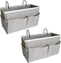 2-Pack Bedside Caddy, Bedside Hanging Storage Organizer for College Dorm Beds, Bunk Beds and Hospital Beds Rails, The Hanging Basket Can be Placed Magazine, Books, Phones,kettle, Glasses (Grey)