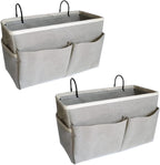 2-Pack Bedside Caddy, Bedside Hanging Storage Organizer for College Dorm Beds, Bunk Beds and Hospital Beds Rails, The Hanging Basket Can be Placed Magazine, Books, Phones,kettle, Glasses (Grey)