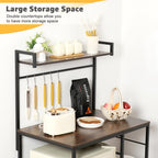 LUCKUP Mini Fridge Cabinet Microwave Stand with Shelf Storage, 4 Tiers Kitchen Bakers Rack with Adjustable Feet for Kitchen Dorm Space Saving, Rustic Brown