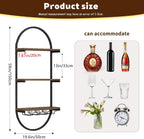 Wall Mount Wine Rack, 3-Tier Metal Oval Design Wine Rack Wall Mounted, Wine Bottle Holder for Home Bar, Wine Kitchen Storage Liquor, Champagne(Black, 6PCS)