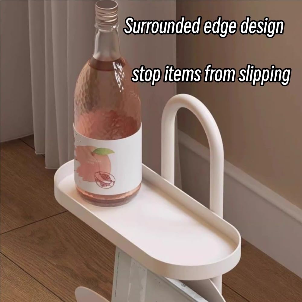 Creative Side Table, Metal Magazine Display Rack, Small Table with Storage, 3...