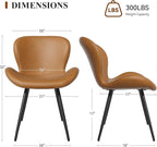 Nalupatio Dining Chairs Set of 4, Modern Dining Room Chairs Comfy Backrest Thick Upholstered Kitchen Chairs 19IN Height with Metal Legs Brwon（Pu Leather）