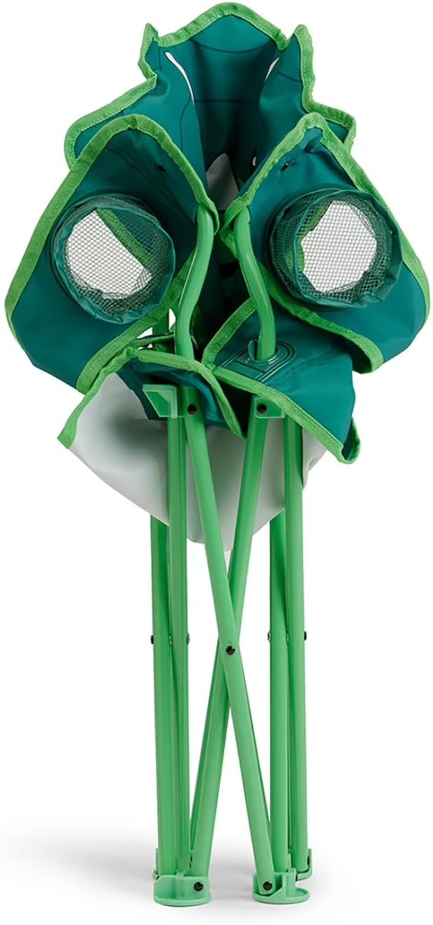 Kids Portable Folding Character Chair (Dinosaur) with Carry Bag - Durable Steel Frame, Built-in Cup Holder