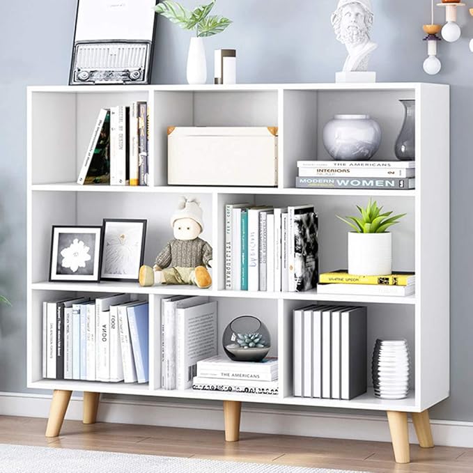IOTXY Wooden Open Shelf Bookcase - 3-Tier Floor Standing Display Cabinet Rack...