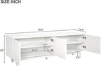 Ball & Cast Modern TV Stand with Arch Cabinets for TVs up to 78", Minimalist Entertainment Center w/Solid Wood Legs and Adjustable Shelves, Media Console for Living Room,White