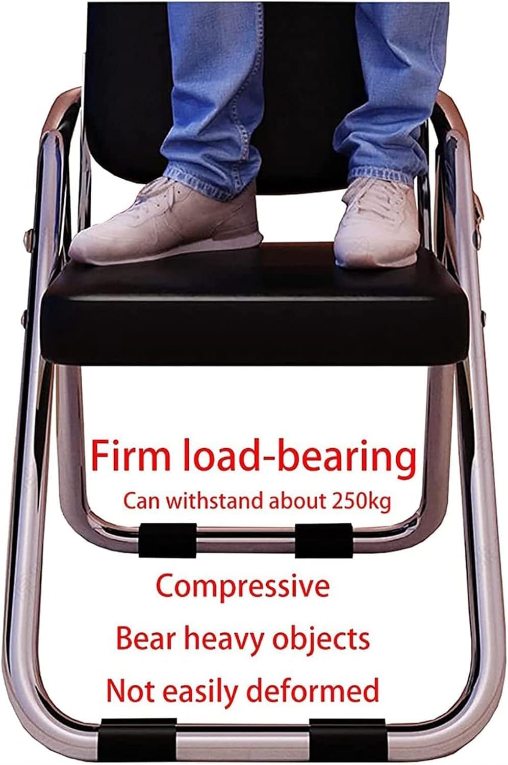 Portable Metal Foldable Chair with Padded Pu Leather Seat and Backrest Comfy Dining and Folding Stoo