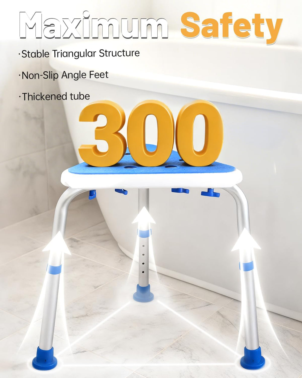 Space-Saving Triangular Small Shower Chair for Inside Shower