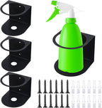 Gerrii 4 Pcs Spray Bottle Holder Wall Mount Bottle Organizer Spray Can Holder Organizer for Garage and Workspace Stainless Steel Easy Install Craft Workspace Paint Rack with Hardware (Black)