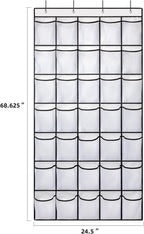 35 Pockets Over the Door Shoe Organizer, Hanging Shoe Organizer for Door with 35 Mesh Pockets Large Capacity Shoe Hanging Storage Bag with 4 Metal Hooks (White-1Pack)