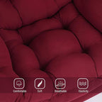 Welnow Lazy Chair for Living Room, Modern Reading Lounge Accent Chair with Armrests and a Side Pocket, Leisure Upholstered Lazy Sofa for Small Space, Bedroom, Dorm, Burgundy
