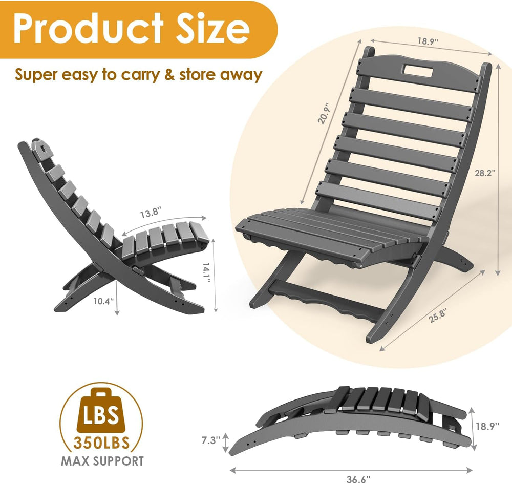 IVY&LANE Portable Xavier-Chairs Set of 2 | Folding-Adirondack-Chair | HDP...