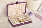 LANDICI Small Jewelry Box for Women Girls, PU Leather Travel Jewelry Case, Portable Jewelry Organizer Storage Holder Display for Ring Earrings Necklace Bracelet Bangle Men Kids Gift, Purple