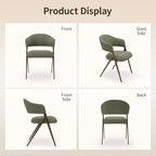 Dining Room Chairs Set of 4, Upholstered Dining Room Chairs, Mid Century Fabric Kitchen Chairs with Curved Backrest and Metal Legs, Green