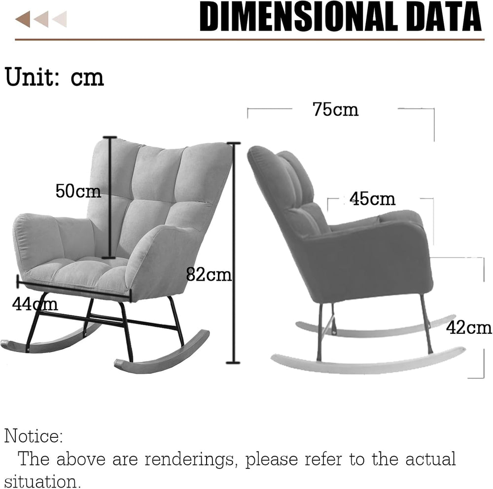 Modern Indoor Bedroom Rocking Chair with Cushion, Indoor Bedroom Upholstered ...