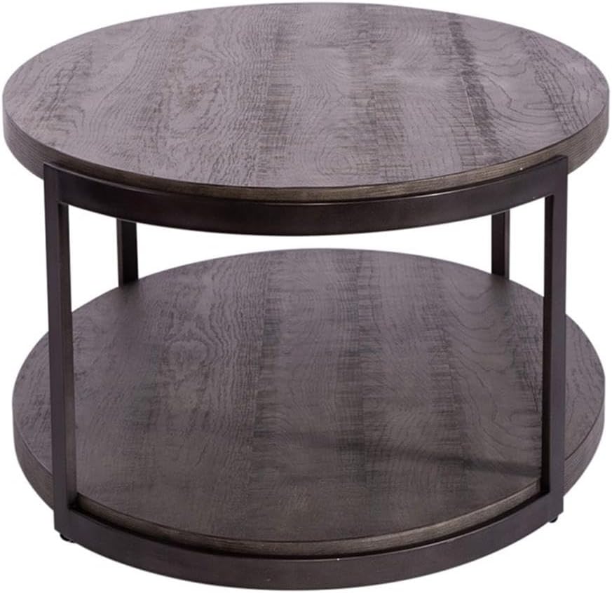 Pemberly Row 3-Piece Living Room Table Set, Metal Frame and Gray Wirebrush Fi...