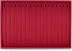 Oirlv Gorgeous Red Leather Jewelry Tray Necklace Bracelet Long Chain Storage Stackable Necklace Trays Jewelry Drawer Organizer