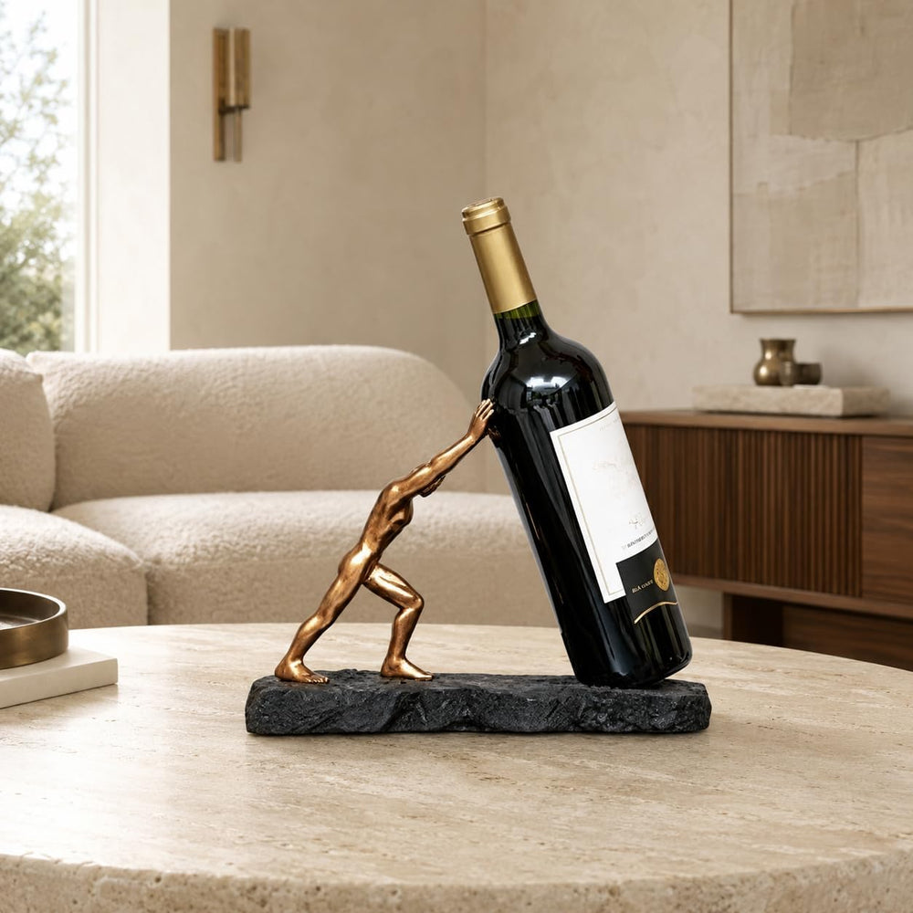 AWNR Abstract Single Wine Liquor Bottle Holder Gifts for Men, Display Shelf |...