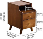 Small Nightstand, Narrow Nightstand, Solid Wood Night Stand, Narrow Side Table for Small Spaces, Couch, Walnut Color 11.81 in Wide