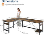 Coleshome 66" L Shaped Gaming Desk with Outlet, L Shaped Desk with CPU Stand, Corner Computer Desk, Home Office Desk, Writing Desk, Vintage