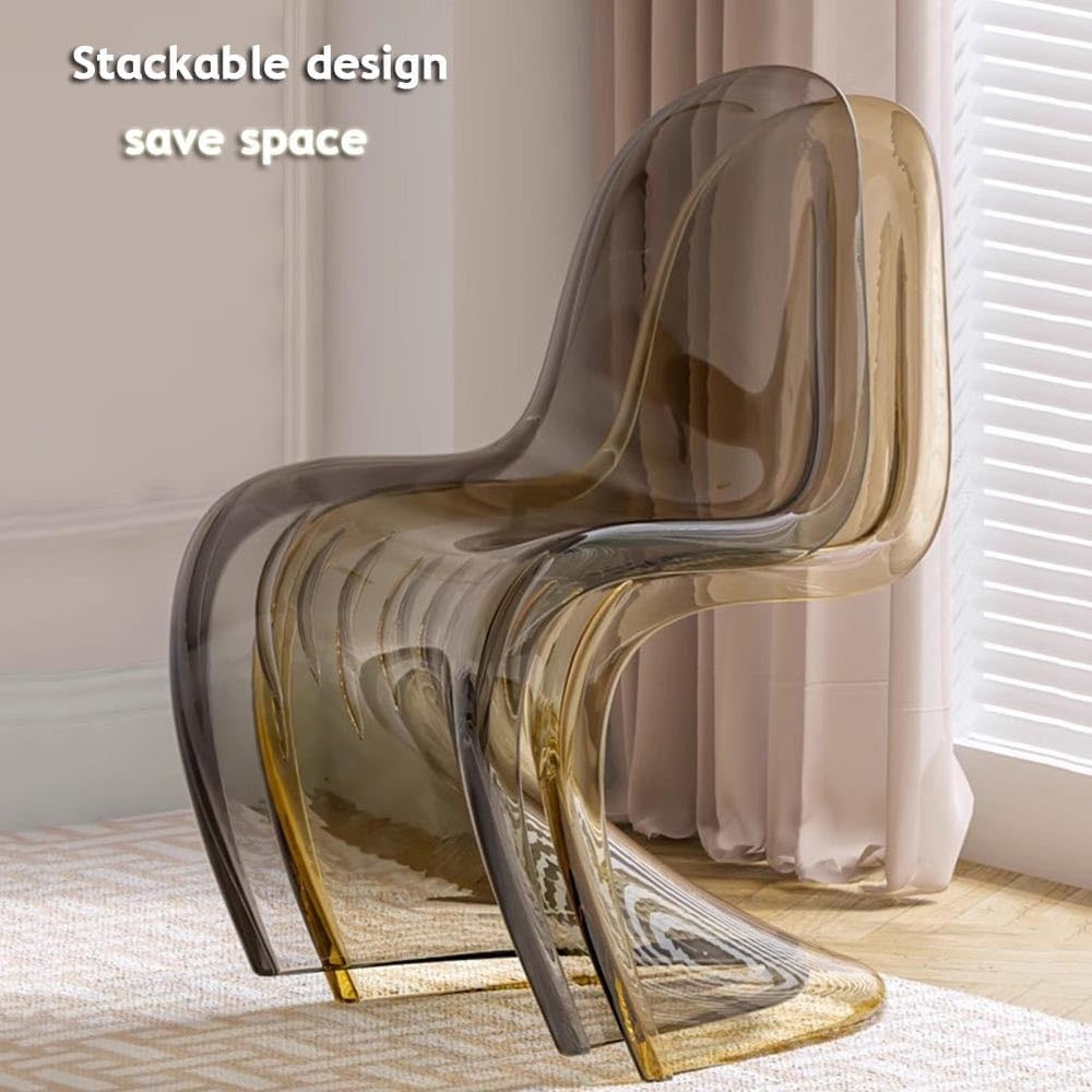 Etlegor Modern Clear Acrylic Dining Chair, S-Shaped Accent Side Chairs Stylis...