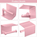 Tindbea Toilet Paper Holder with Phone Shelf, Adhesive or Screw Wall Mount Toilet Tissue Roll Holder, Rustproof & Multifunctional Stainless Steel Bathroom Storage Dispenser (Blush Pink)