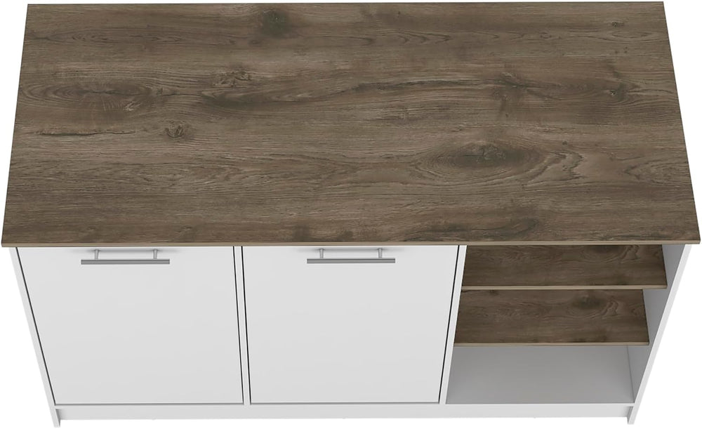Kitchen Island with Three Open Shelves and Two Cabinets | Spacious 26" x...