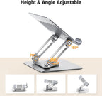 UGREEN Tablet Stand Holder for Desk with 360° Rotating Base Aluminum Dual Rod Support Adjustable Home Office Accessories Compatible with iPad Pro 13 12 11 Air Mini 5 4 3 Phone E-Reader Silver