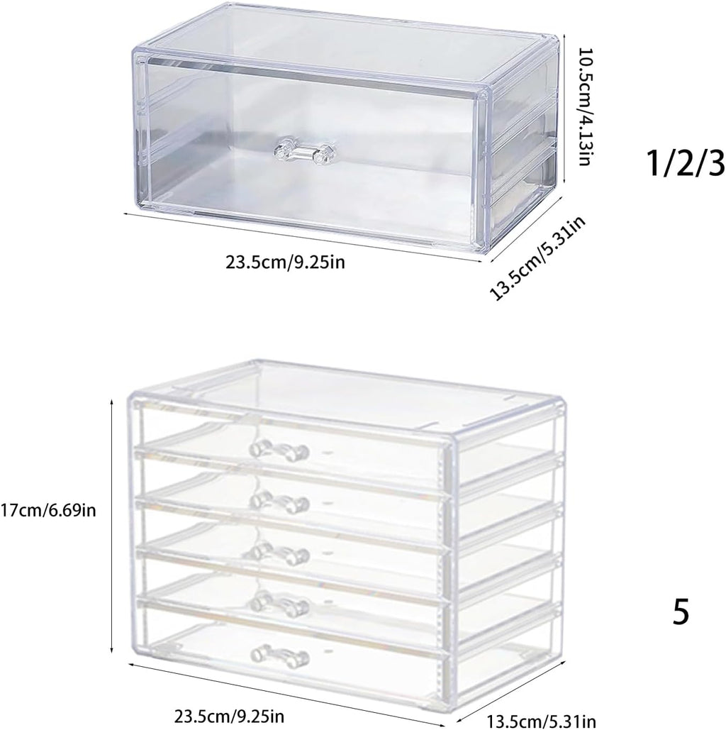 Space Saving Acrylic Cosmetic Storage Drawers Multi Drawers Acrylic Organizer Modern Jewelry Organizer for Organizing Cosmetics and Jewelry
