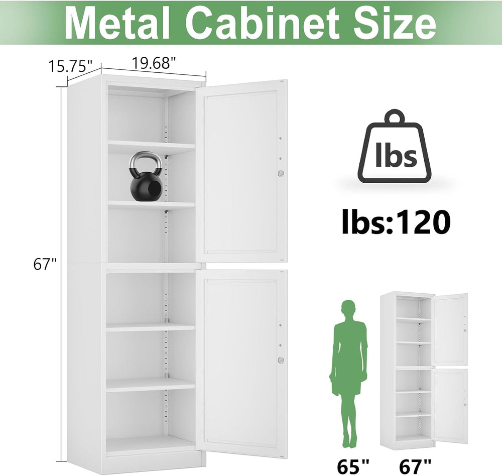 Ckzbx Metal Locker Tall Narrow Storage Cabinet, 67" H Locking Tool File ...