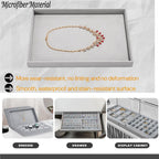 18Slots Necklace Braclet Tray Velvet Jewelry Trays Microfiber Jewelry Drawer Organizer for Necklace, Bracelets,Watch Storage Display (Grey)