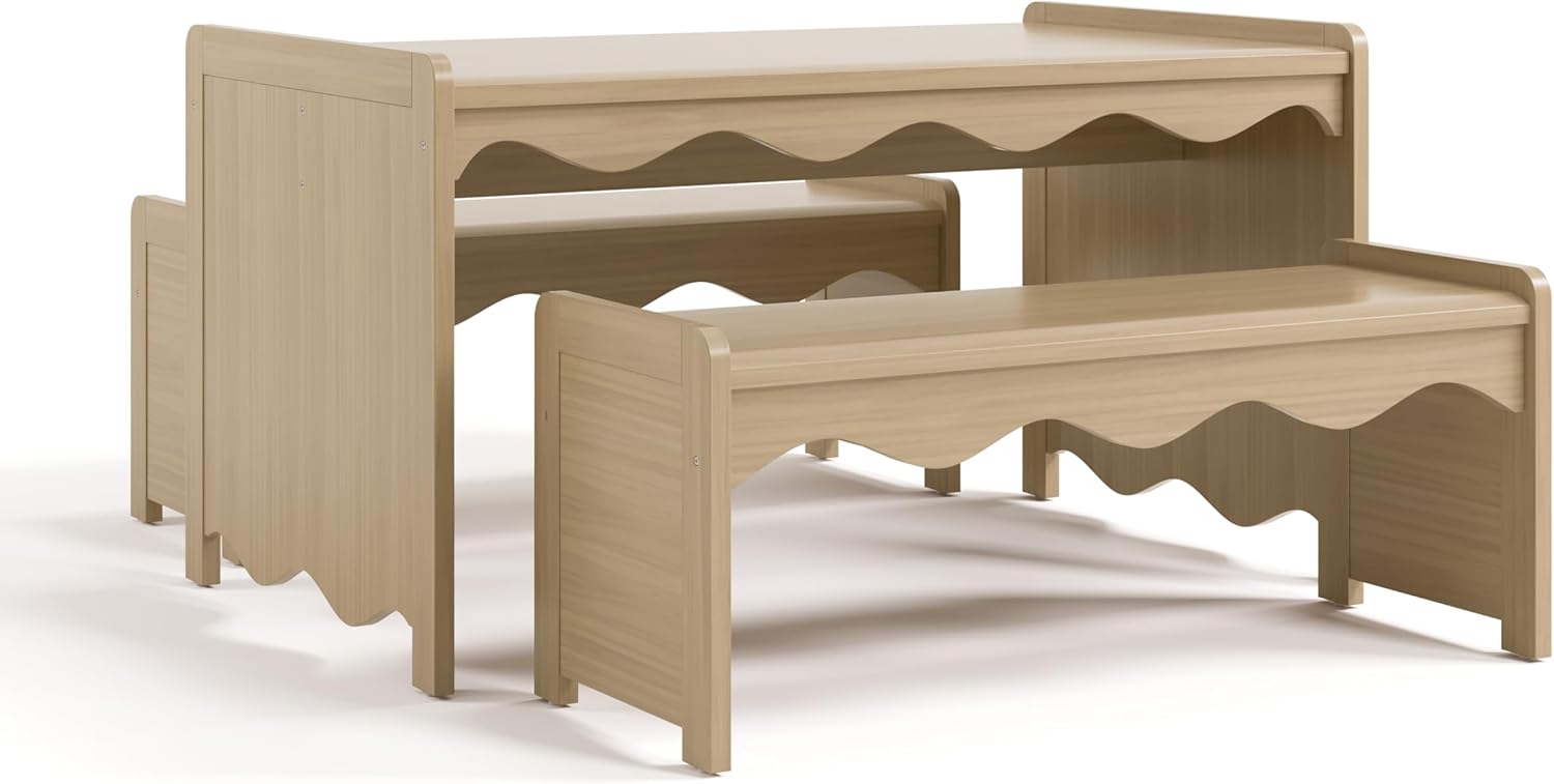 Storkcraft Casablanca Montessori Indoor Kids Table & Bench Set – Premium Kids Activity Table and Bench Set, Toddler Furniture for Crafts and Snack Time, Durable & Easy-to-Clean Surface (Driftwood)
