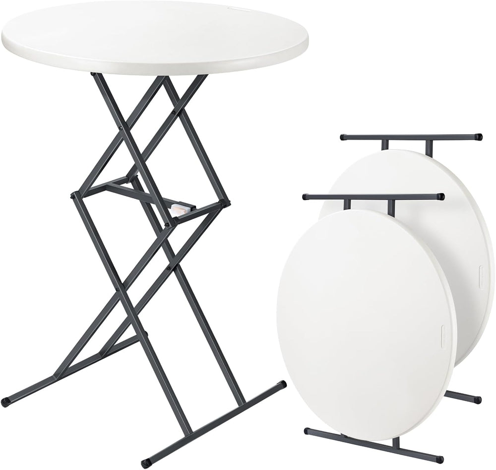 FanttikOutdoor Folding Table Round 32" Quick Adjust 4 Heights Party, Patio