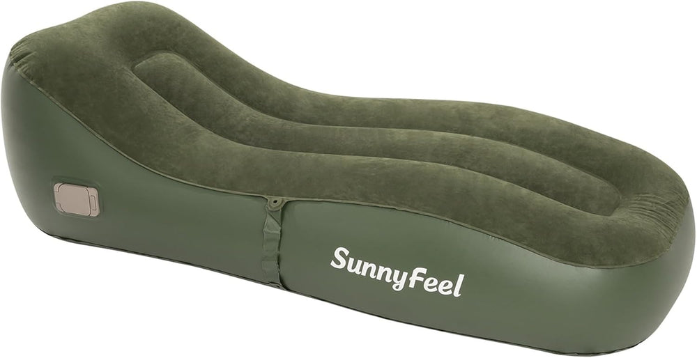SUNNYFEEL Inflatable Lounger Couch with Built-in Pump, Heavy Duty PVC Flocked...