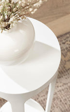 Kate and Laurel Dahl Modern Wooden Round Drink Table, 8 x 8 x 23, White, Transitional Circle Accent Pedestal Table for Living Room Plant Stand Indoors or Mini Bedroom Nightstand