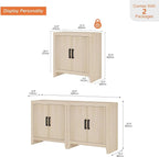 WAMPAT Farmhouse TV Stand for TVs up to 65 Inch, Rustic Wood Entertainment Center & Media Console with 4 Storage Doors, Accent Cabinet for Living Room, Hallway, Beige