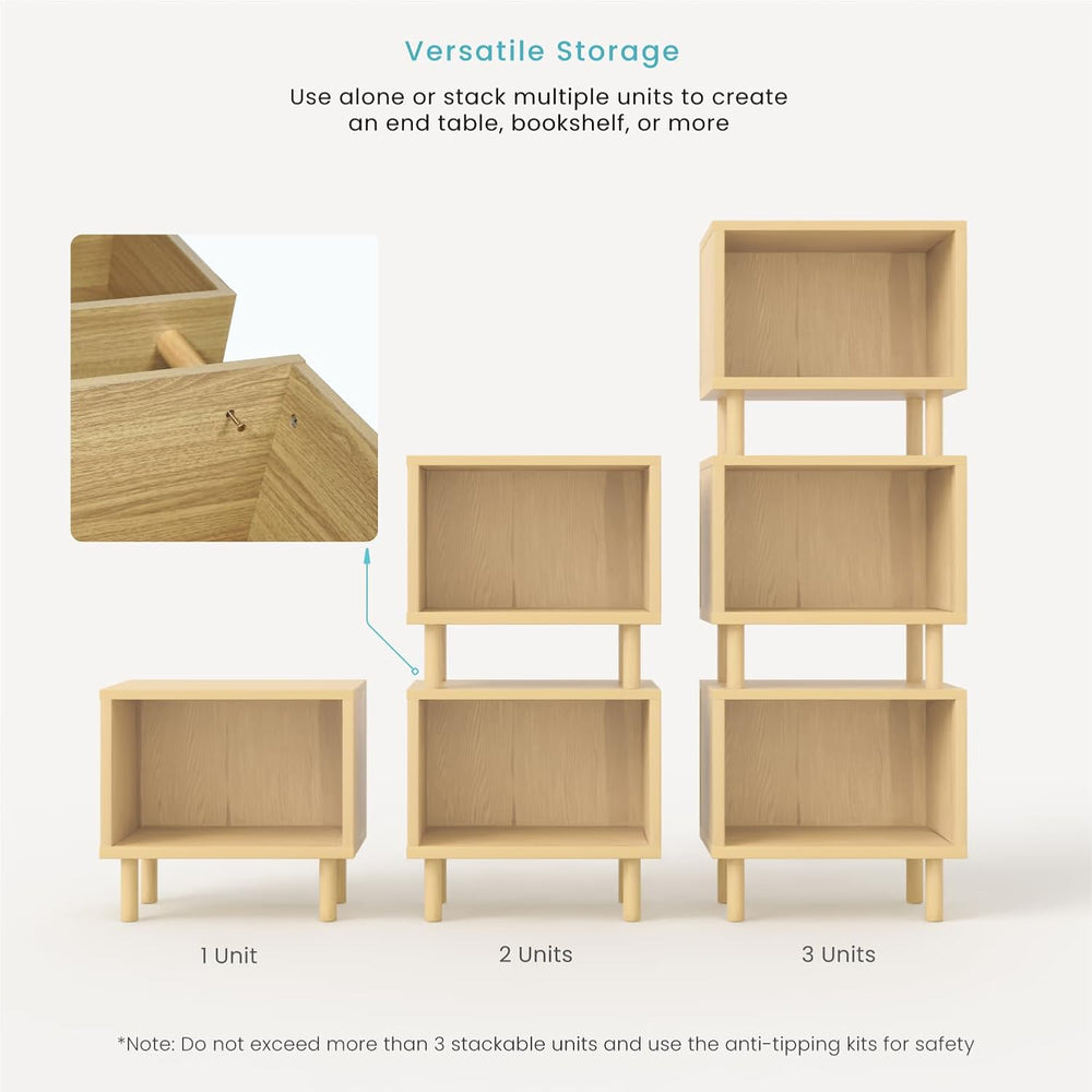 Home Zone Living Stackable Storage Cube End Table with Door or Shelf Options,...