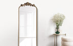 WAMIRRO Ornate Gold Mirror,Vintage Arched Antique Floor Mirrors for Living Room Hallway Fireplace Bathroom Entryway 18"X53"