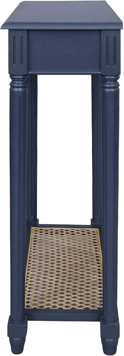 East at Main Lenora Navy Narrow Console Table for Entryway with Drawer | 23.7...