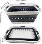 SAMMART 42L (11 gallon) Collapsible Plastic Laundry Basket - Foldable Pop Up Storage Container/Organizer - Space Saving Hamper/Basket (Grey/Charcoal Black)