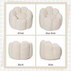 HOMMPA Bean Bag Chair for Adults Comfy Velvet Bean Bag Couch with Back Support Flower Shaped Oversized Sofa for Living Room,Bedroom,Dorm,Beige