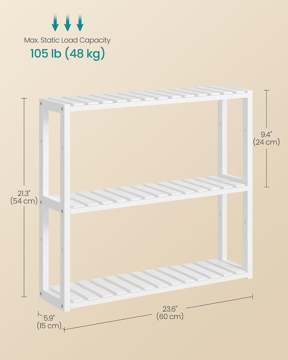SONGMICS Bamboo Bathroom Shelf, 3-Tier Adjustable Plants Rack