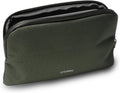 Olive Expandable Desk Storage Pouch – Fold-Down Access Panel, Pen Loop, Recycled Water-Resistant Material – Self-Standing Organizer for Office, Travel, Tech Gear